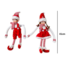 Cargar imagen en el visor de la galería, Muñeco Elfo Niño y Niña con Cascabeles | Decoración Navideña