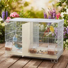 Cargar imagen en el visor de la galería, Jaula de Cría para Pájaros con Separador Removible (59x27x39 cm) – Jaula Metálica Doble para Canarios, Periquitos y Agapornis con Comederos Exterior y Bandeja Extraíble
