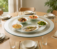 Cargar imagen en el visor de la galería, Plato Giratorio de Cristal Templado Ø45 cm | Base Giratoria 360° | Espesor 5 mm | Para Mesa de Comedor, Cocina y Restaurante