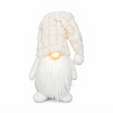 Cargar imagen en el visor de la galería, Gnomo de Tela Decorativo con Nariz de Luz LED y Gorro Texturizado - 18x11x28 cm