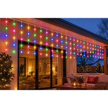 Cargar imagen en el visor de la galería, Cortina de Luces LED Multicolor, Blanco Cálido y Blanco Frío con Pilas | Cable Transparente | 8 Funciones y Temporizador | Interior y Exterior | Navidad | Kmt Style