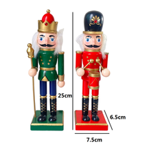 Cargar imagen en el visor de la galería, Cascanueces Soldado Verde / Rojo De Madera Navideño Figura Decorativa Para Decoracion de Navidad