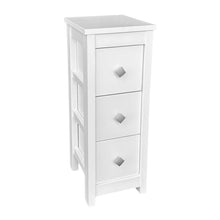 Cargar imagen en el visor de la galería, Mueble Auxiliar Cajonera Estrecho de Madera de Pino Natural Color Blanco Para Baño Dormitorio