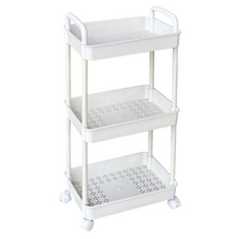 Cargar imagen en el visor de la galería, TENDANCE Estanteria Carro de 3 Bandejas Respirable de Plástico con Ruedas Blanco Para Baño