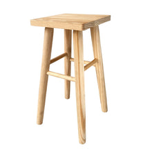 Cargar imagen en el visor de la galería, Taburete Cuadrada de Madera Natural, Silla Banqueta Cuadrada 3 Tamaños