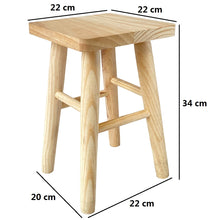 Cargar imagen en el visor de la galería, Taburete Cuadrada de Madera Natural, Silla Banqueta Cuadrada 3 Tamaños