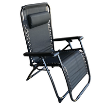 Cargar imagen en el visor de la galería, Silla Tumbona Hamaca Plegable Reclinable de gravedad cero y resistente para Playa, jardín, terraza - Hamaca Multiposiciones de Metal con cojín reposacabeza