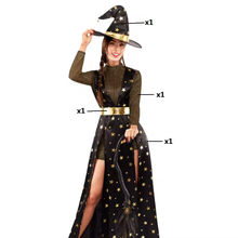 Cargar imagen en el visor de la galería, Disfraz Bruja Estrellas Mujer Adulto Para Halloween Carnval Teatro