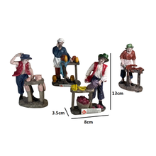 Cargar imagen en el visor de la galería, Figura de Belen de Oficios Trabajadores Resina 4 Piezas 8x3.5x13 cm aproximamente para decoracion de navidad