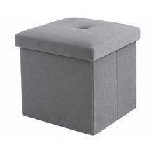 Cargar imagen en el visor de la galería, Puf Reposapiés con Tapa Acolchada 30x30x30 cm – Taburete Plegable con Almacenamiento – Puf Auxiliar de Polipiel o Poliéster