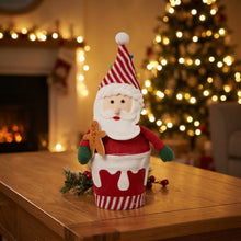 Cargar imagen en el visor de la galería, Figura Decorativa de Papá Noel en Cubo de 35 cm con Galleta de Jengibre, Adorno Navideño para el Hogar