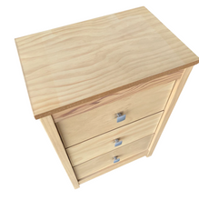 Cargar imagen en el visor de la galería, Mueble Auxiliar Cajonera Ancha de Madera de Pino Natural Color Roble Claro / Meil Para Baño Dormitorio