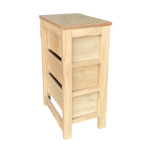 Cargar imagen en el visor de la galería, Mueble Auxiliar Cajonera Ancha de Madera de Pino Natural Color Roble Claro / Meil Para Baño Dormitorio