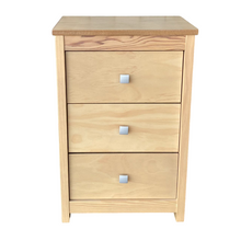 Cargar imagen en el visor de la galería, Mueble Auxiliar Cajonera Ancha de Madera de Pino Natural Color Roble Claro / Meil Para Baño Dormitorio