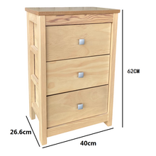 Cargar imagen en el visor de la galería, Mueble Auxiliar Cajonera Ancha de Madera de Pino Natural Color Roble Claro / Meil Para Baño Dormitorio