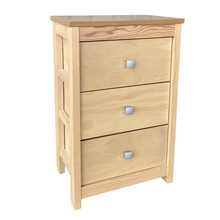 Cargar imagen en el visor de la galería, Mueble Auxiliar Cajonera Ancha de Madera de Pino Natural Color Roble Claro / Meil Para Baño Dormitorio