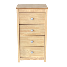 Cargar imagen en el visor de la galería, Mueble Auxiliar Cajonera Ancha de Madera de Pino Natural Color Roble Claro / Meil Para Baño Dormitorio