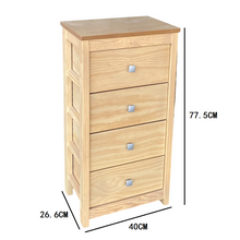 Cargar imagen en el visor de la galería, Mueble Auxiliar Cajonera Ancha de Madera de Pino Natural Color Roble Claro / Meil Para Baño Dormitorio