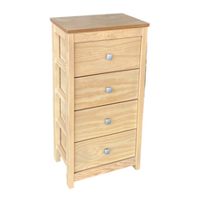 Cargar imagen en el visor de la galería, Mueble Auxiliar Cajonera Ancha de Madera de Pino Natural Color Roble Claro / Meil Para Baño Dormitorio
