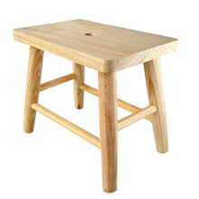 Cargar imagen en el visor de la galería, Taburete Rectangulo con Patas Redondas de Madera Natural, Banco Pequeño Banqueta Silla 20 x 29.5 x