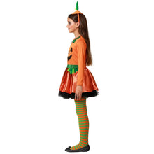 Cargar imagen en el visor de la galería, Disfraz Calabaza Vestido Naranja con Gorro Infantil Niña para Halloween Carnaval Teato