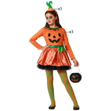 Cargar imagen en el visor de la galería, Disfraz Calabaza Vestido Naranja con Gorro Infantil Niña para Halloween Carnaval Teato