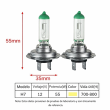 Cargar imagen en el visor de la galería, 2PCS Bombillas Halógenas H7 para Faros Delanteros Coche 12V 55W, 3600K, 4500K y 6400K