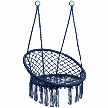Cargar imagen en el visor de la galería, Asiento Colgante - Sillón en Cuerda de Algodón y Acero - Alto. 100 cm x Diámetro. Ø80 cm - Color Natural - Ideal para Jardín, Patio, Terraza, Balcón