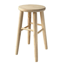 Cargar imagen en el visor de la galería, Taburete Redondo de Madera Natural, Silla Banqueta Redonda