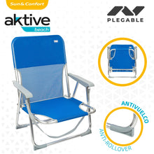 Cargar imagen en el visor de la galería, Silla plegable fija con reposabrazos aluminio Silla de playa fija con topes antivuelco y asa de