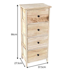 Cargar imagen en el visor de la galería, Mueble Auxiliar Sinfonier Cajonera de 2, 3, 4 Cajones Ancha, Estrecha de Madera MDF y Paulownia Color Madera Natural Decoración