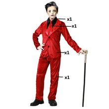 Cargar imagen en el visor de la galería, Disfraz Vampiro Rojo Traje con Corbata Niño Infantil para Halloween Carnaval Fiesta Teatro