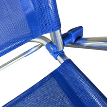 Cargar imagen en el visor de la galería, Silla Alta plegable playa estructura de aluminio tejido Textileno, transpirable y fresco, 7 posiciones 65 x 118 cm - Maxia Market