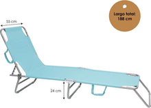 Cargar imagen en el visor de la galería, Tumbona Hamaca Plegable para Playa, Jardín, Terraza - Silla Hamaca Multiposiciones de Metal - 3 Posiciones 24 x 55 x 188 cm