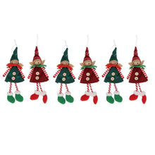 Cargar imagen en el visor de la galería, Set de 6 Colgantes de Elfos Navideños 8x20 cm, Adornos Colgantes de Plástico y Poliéster para Árbol de Navidad y Decoración del Hogar