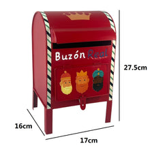 Cargar imagen en el visor de la galería, Buzón Real de Metal para Reyes Magos - Carta 6 de Enero, Decoración Navideña Infantil con Ilustración de Melchor, Gaspar y Baltasar