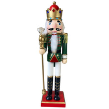 Cargar imagen en el visor de la galería, Cascanueces Soldado Verde / Rojo De Madera Navideño 7.5x6x25 cm Figura Decorativa Para Decoracion de Navidad