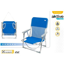 Cargar imagen en el visor de la galería, Silla plegable fija con reposabrazos aluminio Silla de playa fija con topes antivuelco y asa de