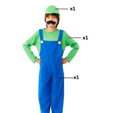 Cargar imagen en el visor de la galería, Disfraz Fontanero Rojo / Verde niño Infantil Fiestas Carnaval Cumpleaños