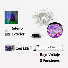 Cargar imagen en el visor de la galería, Guirnalda Luces led Navidad blanco cable transparente interior y exterior 8 funciones guirnaldas
