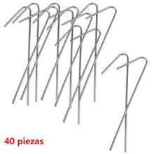 Cargar imagen en el visor de la galería, Piquetas Metálicas para Camping 40 Piezas Ø3 mm x 15cm – Estacas de Acero para Tienda de Campaña, Toldos y Jardín