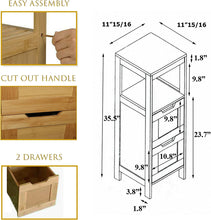 Cargar imagen en el visor de la galería, TENDANCE Mahe Mueble Columna de Baño Armario Cajonera Bambú 2 Cajones DM Plus 1 Estante