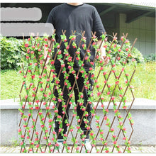 Cargar imagen en el visor de la galería, Valla Celosía plegable Mimbre extensible de madera natural enrejada soporte para cerca para planta trepadora