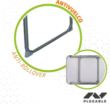 Cargar imagen en el visor de la galería, Mesa plegable baja de playa, 60x40x40cm, estructura de metal, tablero de madera, mesa plegable camping pequeña, tacos antivuelco