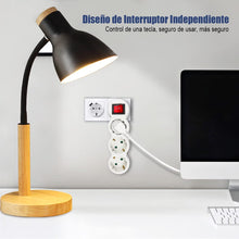 Cargar imagen en el visor de la galería, Adaptador Plano con Interruptor y Tres Enchufes Schuko, hasta Carge 3680W, 16A, 250V, Blanco