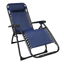 Cargar imagen en el visor de la galería, Silla Tumbona Hamaca Plegable Reclinable de gravedad cero y resistente para Playa, jardín, terraza - Hamaca Multiposiciones de Metal con cojín reposacabeza