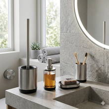 Cargar imagen en el visor de la galería, Escobillero de Baño Moderno con Cepillo de Silicona TPR – Acabado en Acero Inoxidable y Polipropileno – Máxima Higiene y Durabilidad – Disponible en 2 Colores