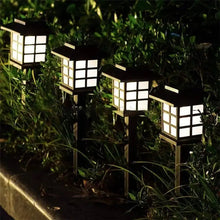Cargar imagen en el visor de la galería, Set de 6 Luces Solares LED para Jardín con Diseño de Palacio - Lámpara de Exterior Blanca Fría, Impermeable, Estaca de Plástico Duradero para Caminos, Césped y Patio