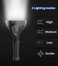 Cargar imagen en el visor de la galería, Linterna LED Portátil 1500LM con Trípode – Recargable Tipo C, Power Bank, 4 Modos de Luz