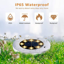 Cargar imagen en el visor de la galería, Set 6 Luces Solares 8 LED Blanco Frío para Jardín Ø11.5 cm Acero y Plástico